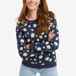 Draper James Natalie Navy Blue Magnolia Floral Sweatshirt - M